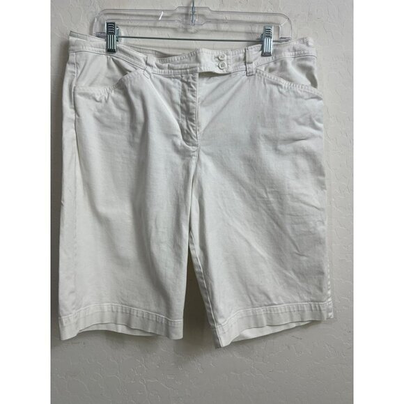 Jones New York Stretch SZ 14 Sport Bermuda White Shorts Cotton Spandex - Picture 2 of 8